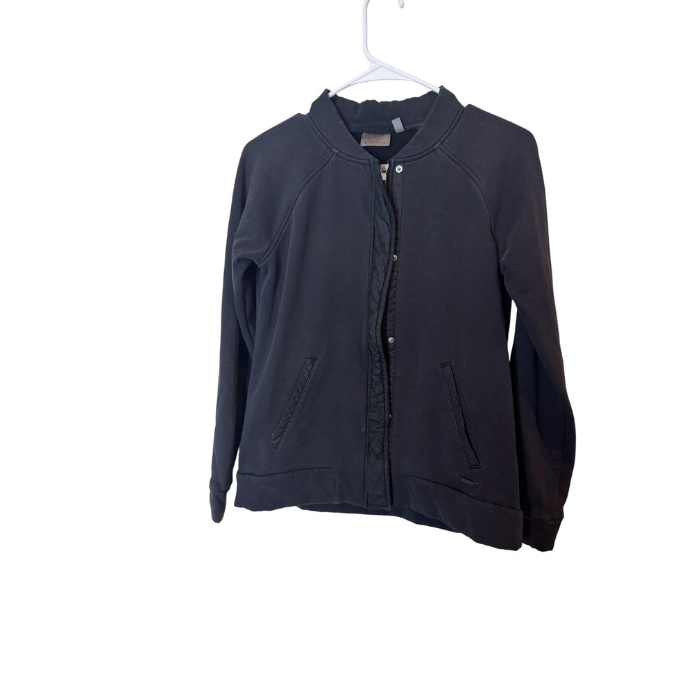 Athleta Jacket Womens Small Black Fleece Lined Bomber Full Zip Quilted Placket